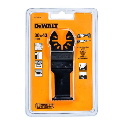 Погружное пильное полотно по дереву для многофункционального инструмента DEWALT DT20704, 43 x 30 мм Погружное пильное полотно по дереву для многофункционального инструмента DEWALT DT20704, 43 x 30 мм