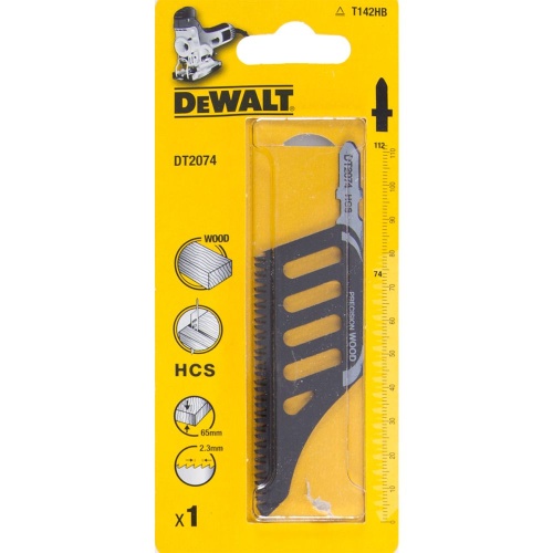 Пилка для лобзика DEWALT DT2074, по дереву из высокоуглеродистой стали, HCS, 112 x 74 x 2.3 x 65 Пилка для лобзика DEWALT DT2074, по дереву из высокоуглеродистой стали, HCS, 112 x 74 x 2.3 x 65