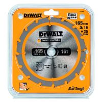 Диск пильный по дереву DEWALT CONSTRUCTION, 165х20х1 мм (DT1948-QZ)