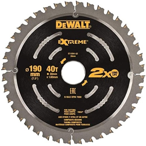Пильный диск DEWALT EXTREME DT4394, 190/30 мм. Пильный диск DEWALT EXTREME DT4394, 190/30 мм.