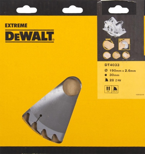 Пильный диск по дереву DEWALT 190х28тх30 мм. Extreme DT4033-QZ