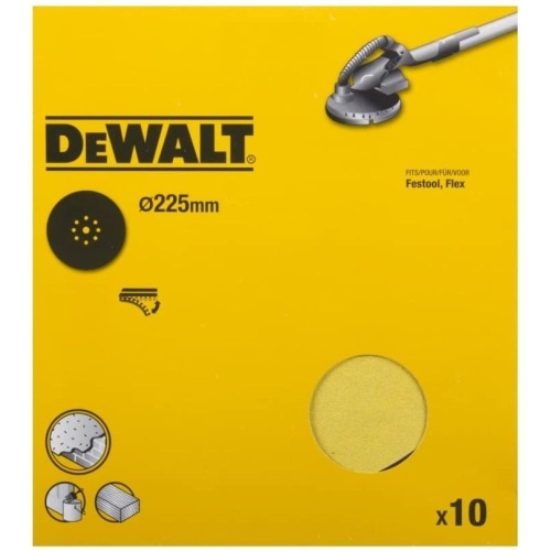 Шлифлисты DEWALT DT3164, 9 отверстий, 225 мм, 60G, 10 шт фото 2 Шлифлисты DEWALT DT3164, 9 отверстий, 225 мм, 60G, 10 шт фото 2