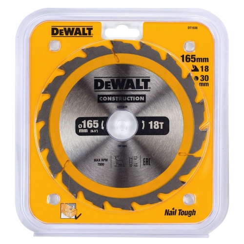 Диск пильный по дереву DEWALT CONSTRUCTION, 165х30х1.5 мм (DT1936-QZ) Диск пильный по дереву DEWALT CONSTRUCTION, 165х30х1.5 мм (DT1936-QZ)