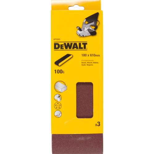 Лента шлифовальная DEWALT DT3323-QZ P100 100х610 мм 3 штуки
