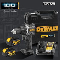 Ударная дрель-шуруповерт DEWALT DCD100P2T, 18 В, 1650 об/мин, 28050 уд/мин, с 2 АКБ 5 Ач и ЗУ, в кейсе TSTAK (DCD100P2T-QW)