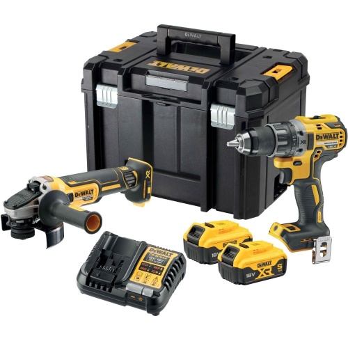 Аккумуляторный набор DEWALT DCK2020P2T: дрель-шуруповерт DCD791 + угловая шлифмашина DCG405, с 2 АКБ 5 Ач и ЗУ, в кейсе TSTAK (DCK2020P2T-QW)