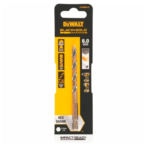 Сверло по металлу DEWALT EXTREME IMPACT Black&Gold 6х101мм DT20608-QZ