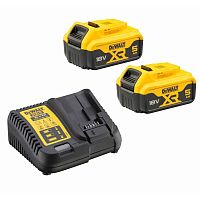 Набор DEWALT: 2 АКБ DCB184, Li-Ion, 18 В, 5 Ач и зарядное устройство DCB115, 12/14.4/18 В, 4 A (DCB115P2-QW)