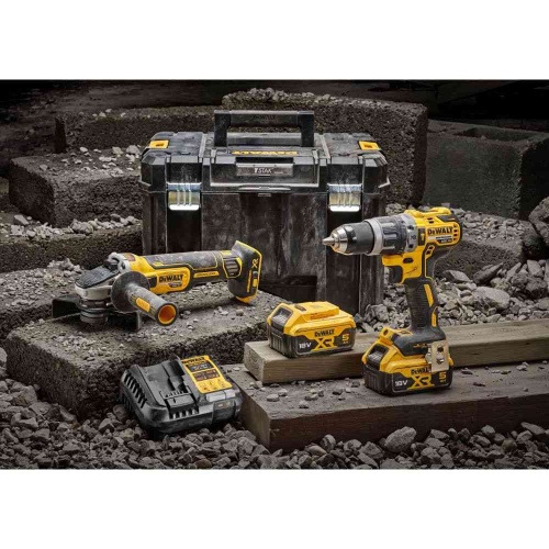 Аккумуляторный набор DEWALT DCK2080P2T, 18 В: дрель-шуруповерт DCD796 + УШМ DCG405, с 2 АКБ 5 Ач и ЗУ, в кейсе TSTAK фото 3