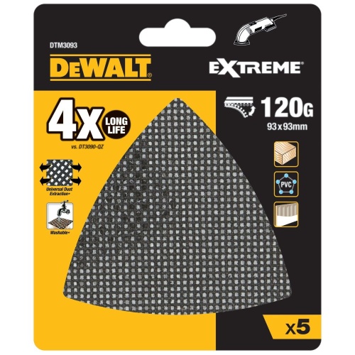 Шлифлисты дельта DEWALT DTM3093, 93x93 мм, 120 G, 5 шт. фото 4 Шлифлисты дельта DEWALT DTM3093, 93x93 мм, 120 G, 5 шт. фото 4